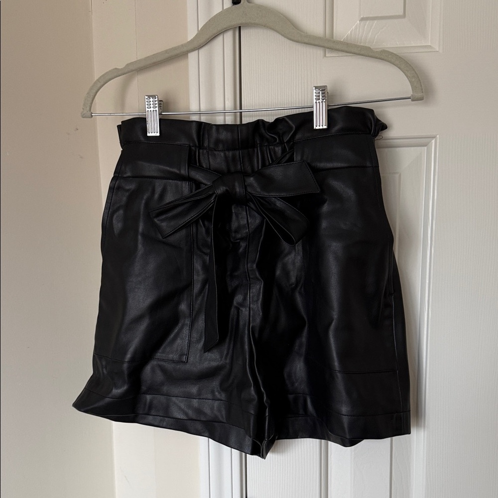 Zara Black High Waist Leather Shorts